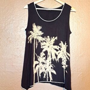 Vanilla Sugar Black Graphic Sleeveless Tunic Relaxed Fit Size Medium